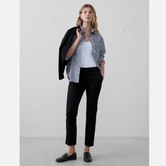 Banana Republic Ryan Curvy Stretch Twill Mid Rise Ankle Pants Size 2 Black $100 - Picture 1 of 10